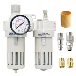 1/2" NPT Compressed Air Filter Regulator Lubricator Combo,Air Tool Compressor Filter with Gauge(0-150PSI),Air Dryer for Compressor,Water/Oil Trap Separator(Manual Drainage)