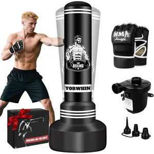 Heavy Punching Bag for Adults Teens, 70'' Standing Boxing Kicking Bag Freestanding Heavy Bag with Gloves and Electric Air Pump, Men Kickboxing Bags for Beginners Training MMA Muay Thai Fitness
