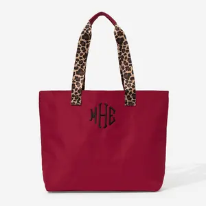 Marleylilly ML Monogrammed Tote Bag - Personalized Polyester Canvas Tote Bag with Interior Pocket, Open Top, and Two Drop Handles