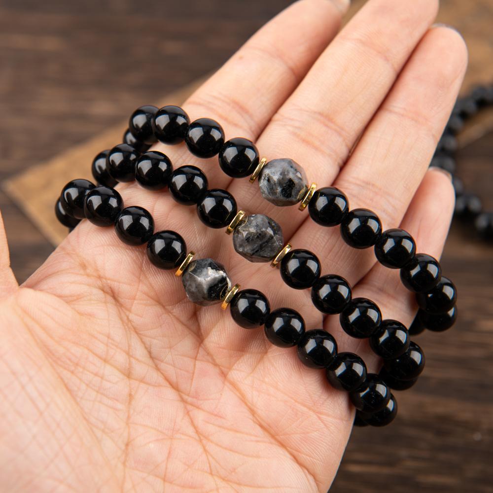 ARPURRAINA Obsidian & Black Tourmaline Bracelet – Black Grounding Stone for Manifestation & Protection, Healing Crystal Beaded Jewelry for Men Women, Perfect Christmas Gift for Mom Dad Valentine Birthday
