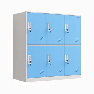 6 Door Metal Employee Locker with Keys - Secure Storage for Office, Gym, School (Lockable)
