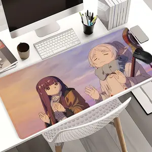 Anime Frieren & Fern Sunset Desk Pad Gaming Mousepad XXL Mouse Pad for Laptop Desk Mouse Pad Extra Large Desk Accessories with Non-Slip Rubber Base Stitched Edges Surface for PC Gamers Office Workers & Home Use