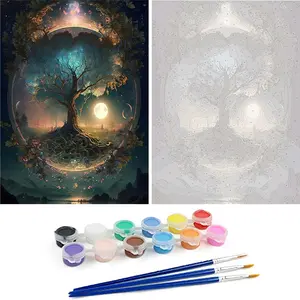 1pc DIY Paint by Number Kit Tree Frameless Canvas Wall Art Gift Idea 40x55cm