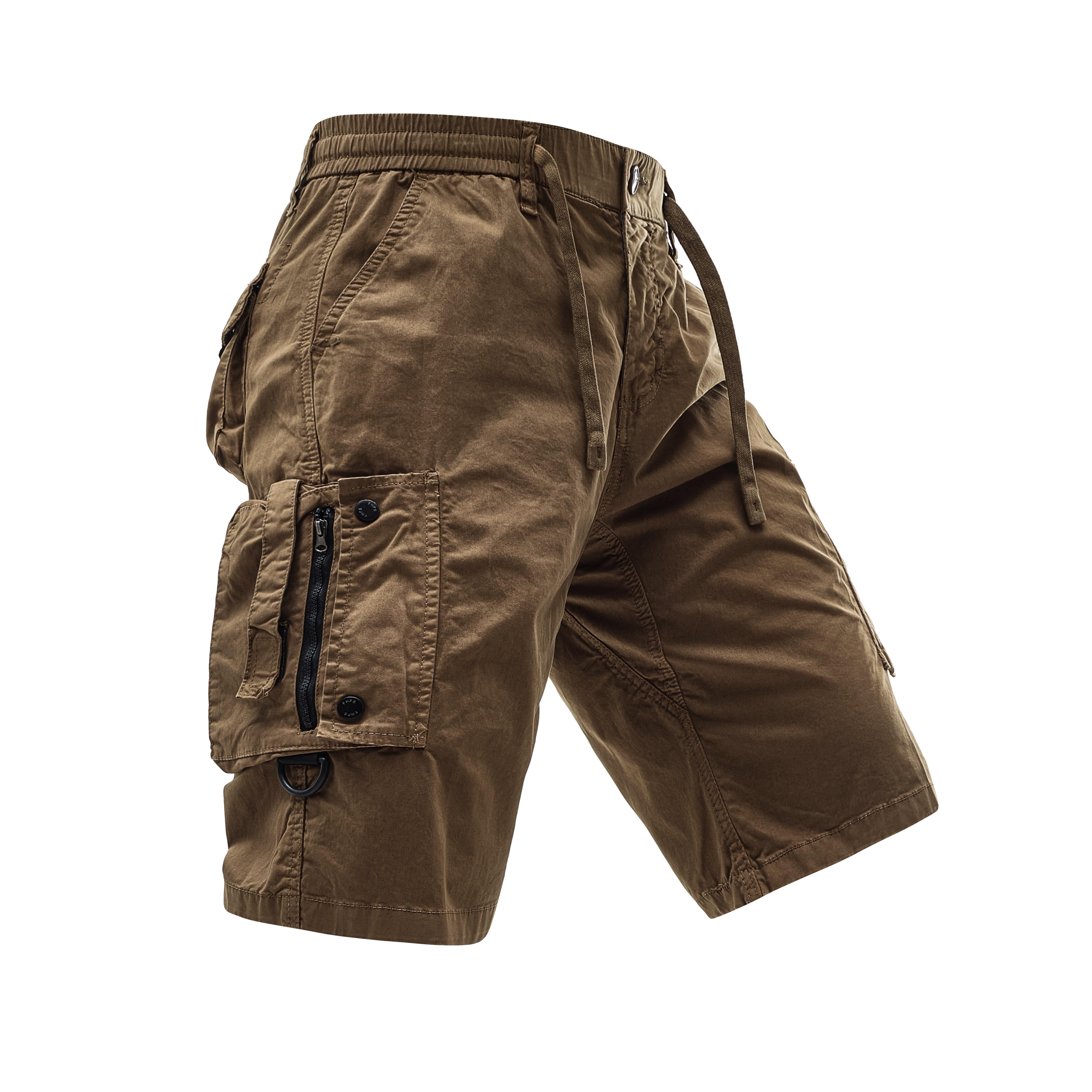 Men's Casual Cargo Shorts Washed Cotton Breathable Comfortable Elastic Waist Drawstring Multi-Pocket Workwear Shorts for Summer Outdoor Daily Streetwear Casual Hiking Running Utility Shorts with Zipper Pockets,Men Clothes