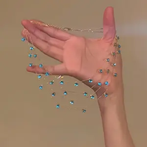 1pc multi-layered blue crystal pendant necklace, collarbone chain, shining like a starry sky