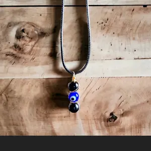 Evil eye and black obsidian Necklace, Healing crystal Necklace, Gemstone jewelry, Evil eye protection, all seeing eye, do no evil hear no evil, , crystal protection, blue evil eye, wire wrapped necklace