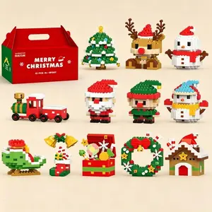 Micro-particle, Santa Claus & Reindeer Snowman Design, DIY Creative Building Block,Mini Christmas Creative Building Block Toys Set ﻿