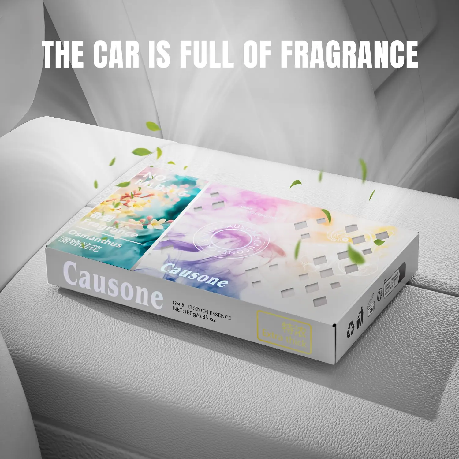 Causone 180g Floral Series Car Perfume, Premium French Essence, Long-Lasting Fragrance, Odor Eliminator, Multi-Use for Car, Bedroom, Bathroom, Living Room