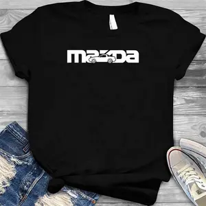 Miata Silhouette Over Mazda Logo White T-Shirt