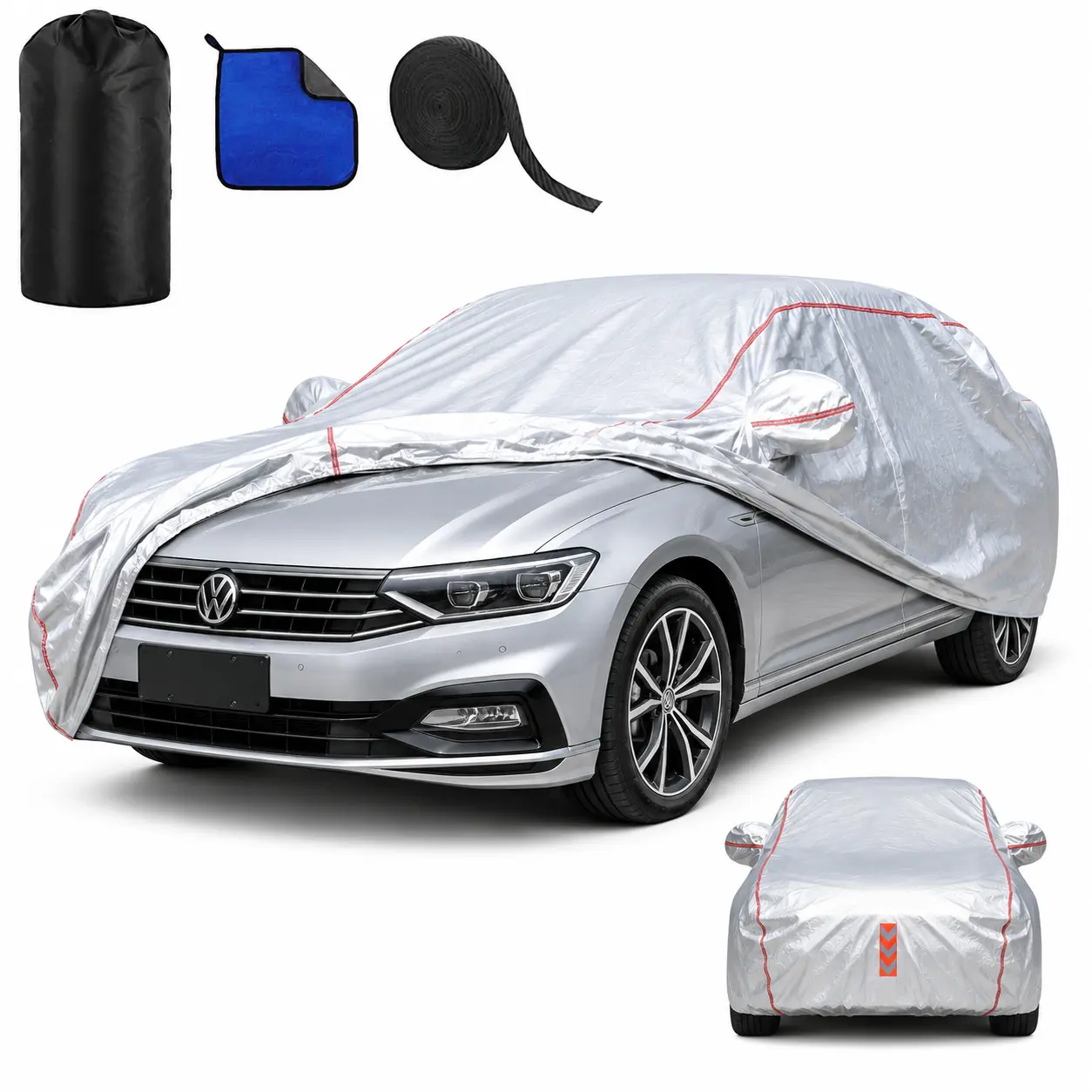Car Cover for Volkswagen Passat ,All-Around Fastening 60s Quick-Install, 4 Upgrades for Car Cover Waterproof All Weather