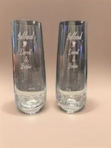 Set of 2 Personalized 8 oz Champagne Flutes Custom Engraved for Weddings Anniversaries and Special Occasions