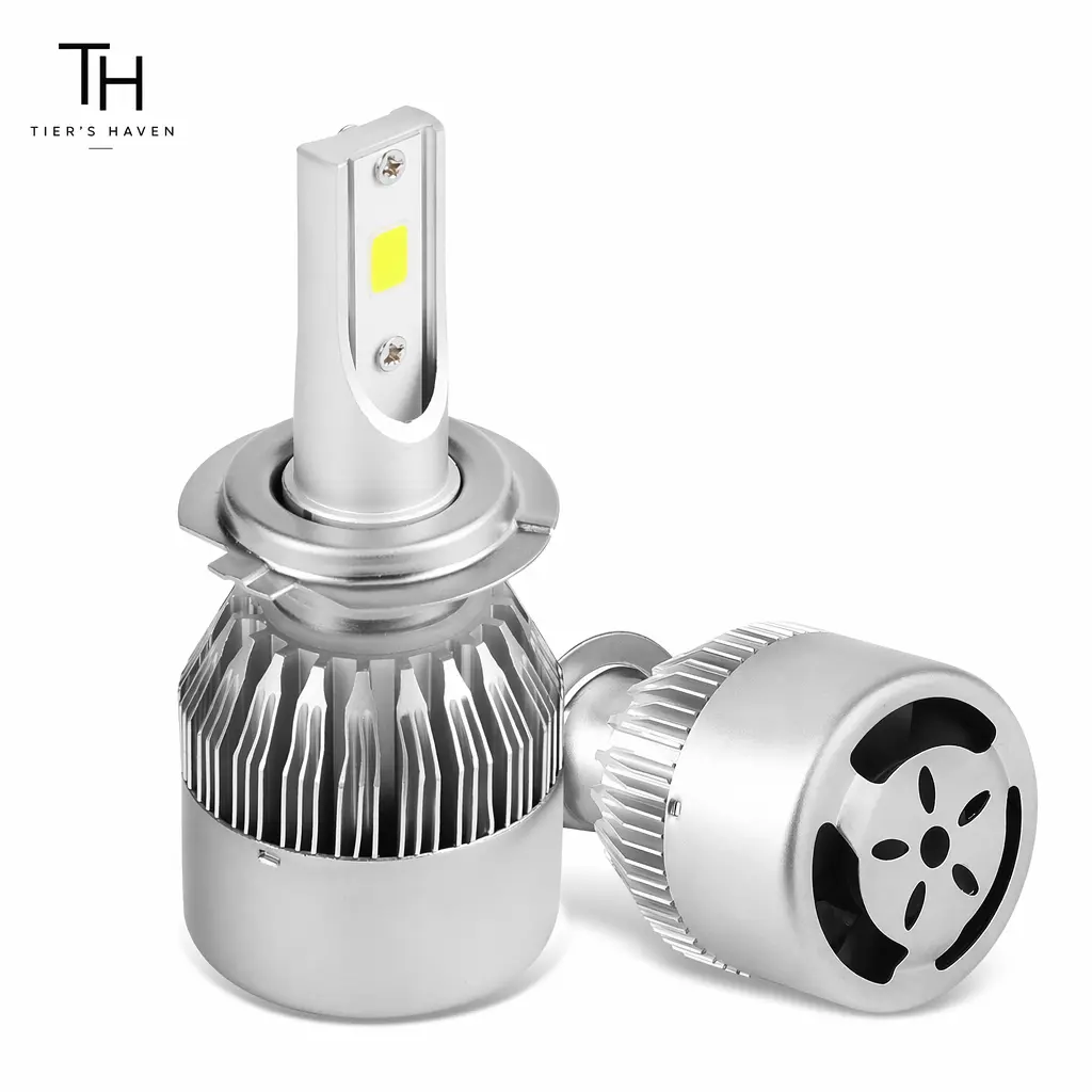 Tier's Haven H7 LED Headlight Bulbs 2 Pack, Ultra Bright LED Headlight Conversion Kit with Cooling Fan, Plug & Play Car Light Upgrade for Clear Night Driving and Road Safety