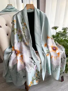 Elegant Floral Velvet Chiffon Scarf for Women, Lightweight Multi-Purpose Sun Protection Shawl, Perfect for Beach and Travel, Ideal for Spring Summer Autumn