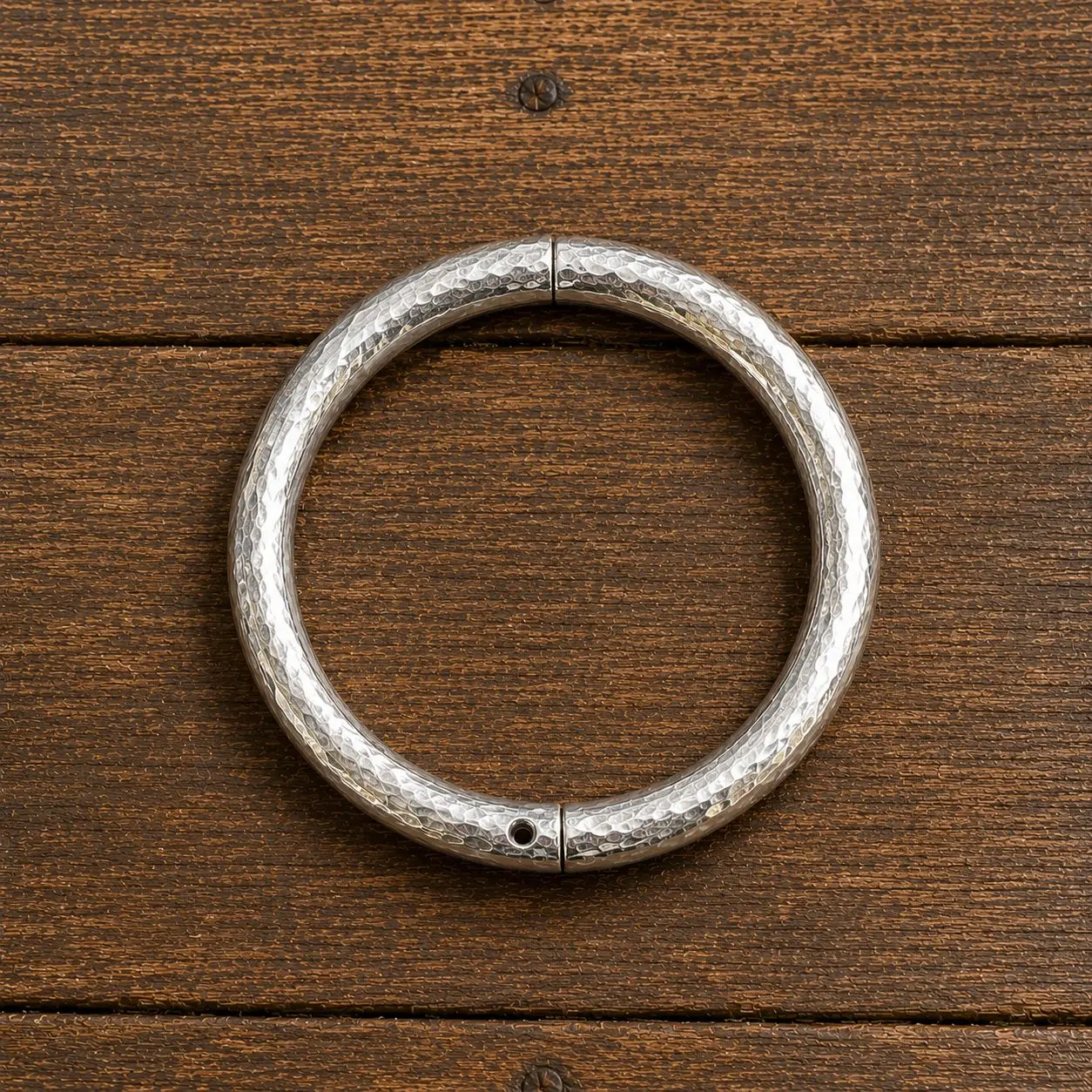 Hammered Style - Silver Cowboy Bull Ring Bangle Bracelet