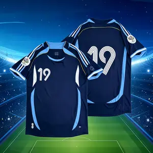 2006 Argentina Away Fan Edition No.19 Messi Blue Short-Sleeve Jersey
