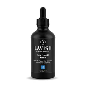 LAVISH 5% Minoxidil Hair Growth Serum for Men & Women, Topical Minoxidil 5% Liquid Solution, DHT Blocking Scalp Treatment for Thinning Hair, Hair Regrowth, Dry Scalp & Scalp Care, 3 Fl Oz