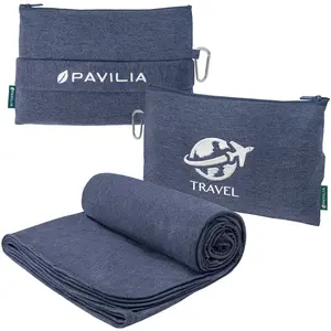 PAVILIA Travel Blanket Airplane Compact with Bag, Small Travel Pillow Blanket for Long Flights, Lightweight Plane Blanket with Luggage Strap, Camping Blanket for Traveler Essentials