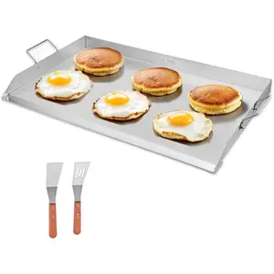 Summervibes VEVOR Stainless Steel Griddle, 23x16 inch Universal Flat Top Rectangular Plate, Gas Grill Griddle for BBQ Grill, Teppanyaki, Portable Family Cookware with Handle, for Camping Tailgating PartyVEVOR Super Brand Day