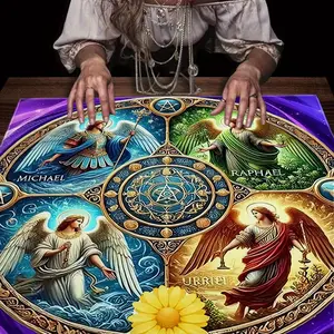 Tarot Card Tablecloth, 1pc 2D Flat Four Angels Print Party Tablecloth, Card Mat, Furniture Protector, Coffee Table Cover, Home Decor