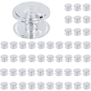 Class 15 Bobbins for Sewing Machines, Transparent Plastic Bobbins, 50 Count