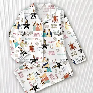 Hamilton Musical Satin Pajamas, Broadway Theater Long Pajamas, Hamilton Fan Gift, Musical Sleepwear, Alexander Hamilton Pajamas Set