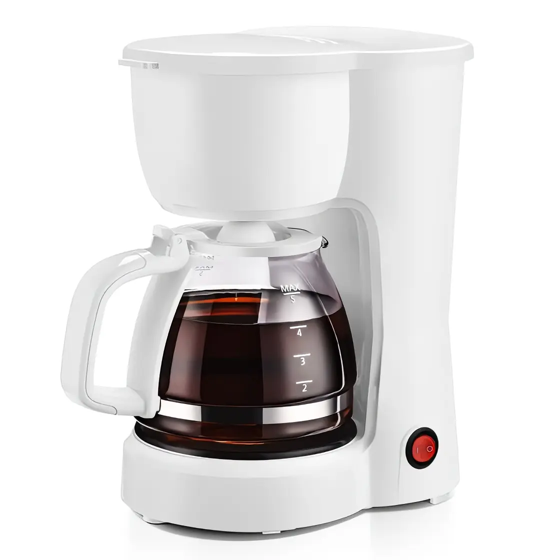 White Coffee Maker with Glass Carafe and 5-Cup Capacity for Home Use Mainstays 5 Cup Coffee Maker, White, New Condition