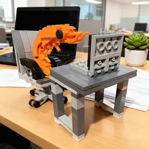 MOC Building block shrimp model figurines puzzle assembly boys and girls randomly mixing Internet celebrity creative parodies Small Statues Puzzle Assembly Male And Female Children Internet Celebrities