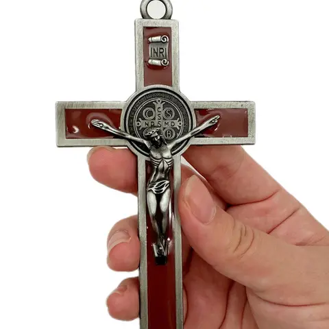 Vintage Crucifix Wall Cross Pendant, Cross Design, St. Benedict Metal Wall Art, religious home decor, spiritual decor, Faith Back To School Gift for Your Acquaintances, Stylish Religious Decor, Religious Decoration