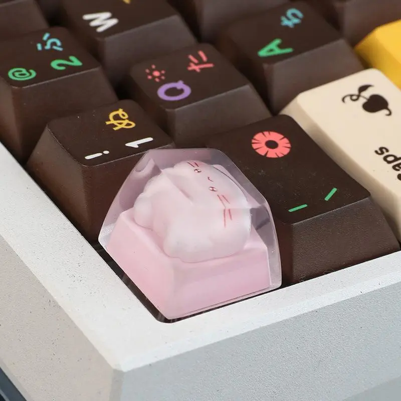 New Translucent Cute Cartoon Cat Keycap Cross Axis Mechanical Keyboard Keycap Keyboard Decoration Keycap Keyboard Accessories