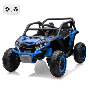 GARVEE 24V 2-Seater Electric Off-Road UTV Ride-On Vehicle with 4WD, Remote Control, LED Lights, Four-Wheel Shock Absorption, 3 Speeds, Horn, and Music in Blue