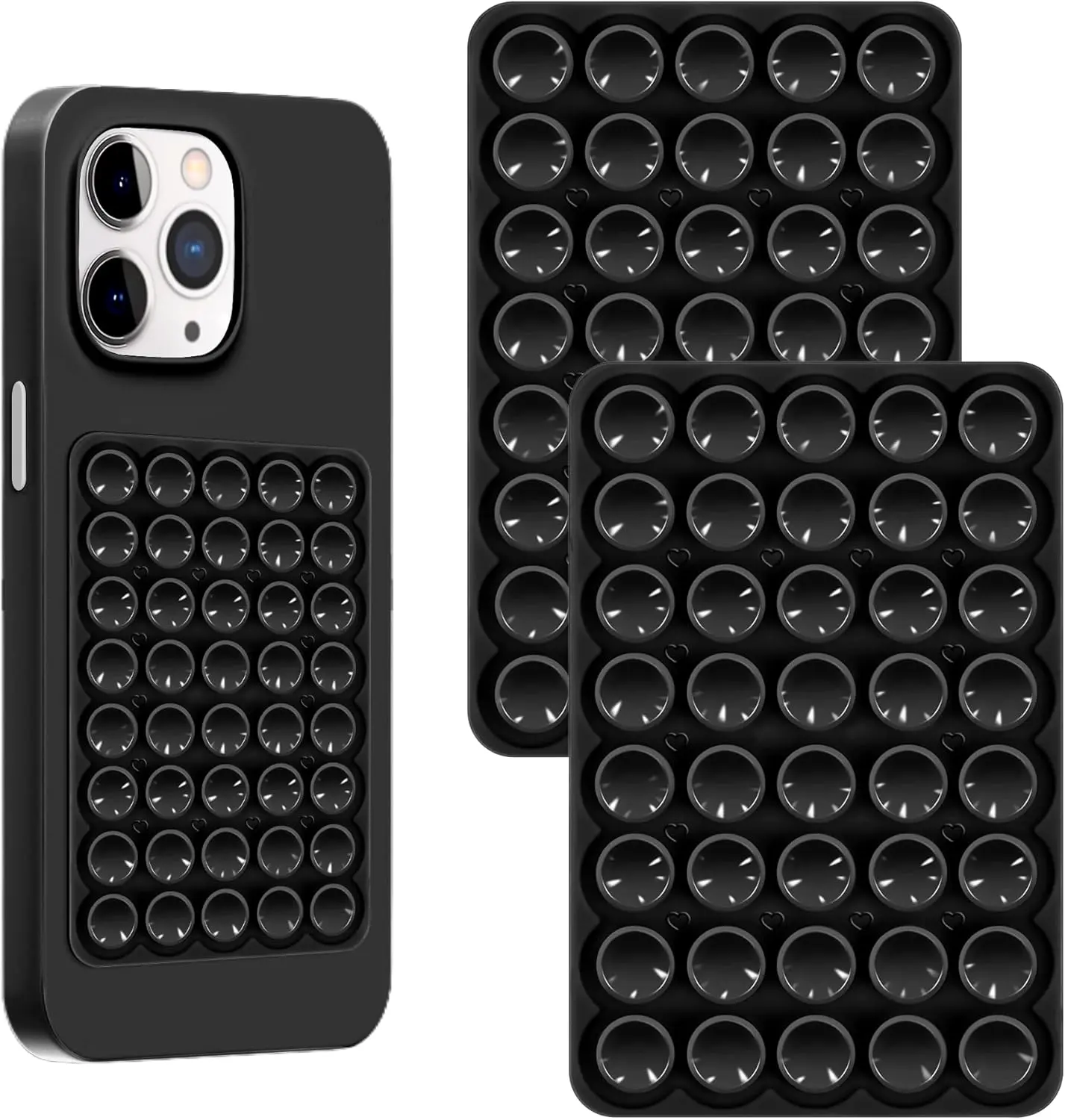 Sticky Phone Grip, Adhesive Suction Cup Phone Case Mount, Phone Grip with  Suction for Cellphone, Non Slip Hands-Free Phone Accessories Holder for Selfies and Videos (2pcs-Black)