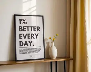 [UNFRAMED POSTER] 1% Better Every Day Poster, Motivational Wall Art, Minimalist Home or Office Decor, Inspirational Quote Print, Positive Vibes Wall Art wall decor 2