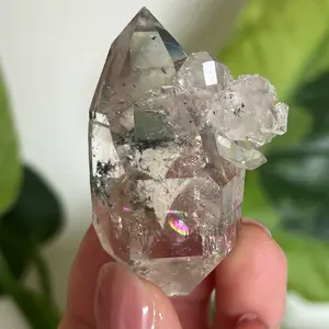 Yungui Diamond Quartz with Small Cluster, Rainbow Inclusions - Healing Crystal - 36.8g for Home and Garden