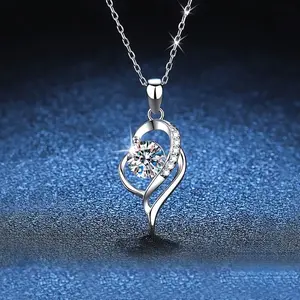 Artificial Moissanite Necklace, Women's Wedding Party Anniversary Jewelry Birthday Valentine's Day New Year Gift - Heart Pendant