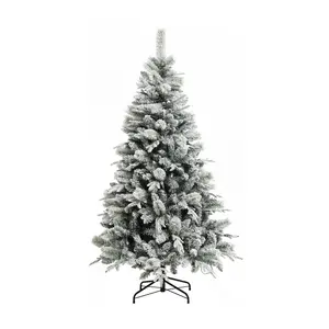 LuxenHome 6' Pre-Lit Artificial Snow-Flocked Christmas Tree