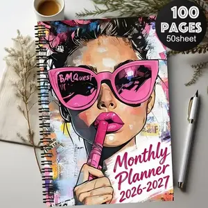 Women's Monthly Planner 2026-2027, Pop Style Design, Practical Planning Functionality, Ideal for Efficient Living, Planner Notebook, 100 Pages