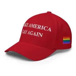 Make America Gay Again Stretch-Fit Cap, LGBTQ+ Pride Embroidered Hat, Structured Twill Ca,Pride Yourselves, Gift For LGPT