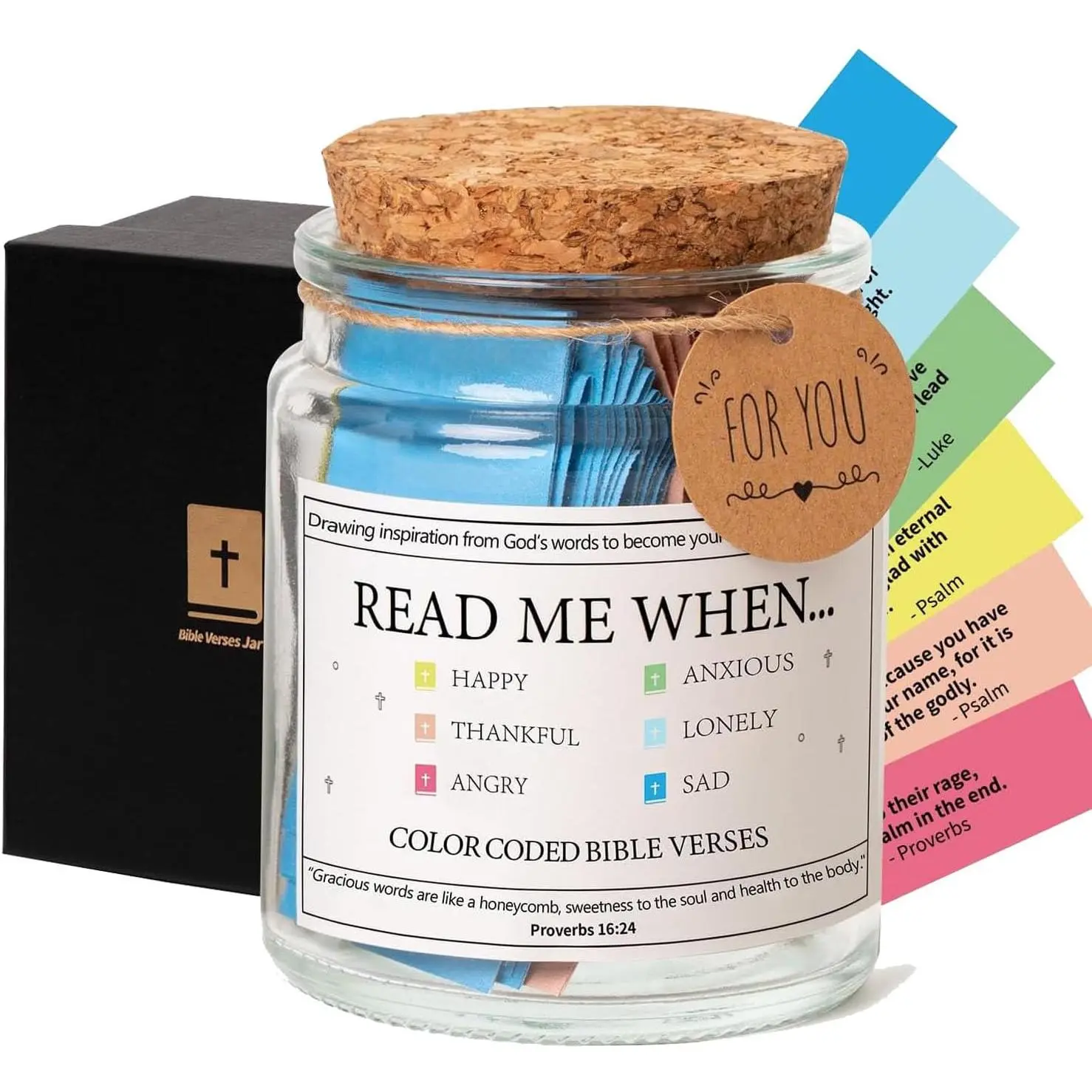 Thickened Glass Jar Strength Durable Verse Jar - Read Me When Container for Daily Encouragement, Christian Religious Gift for Women, Ideal for Graduation & Mom Gifting