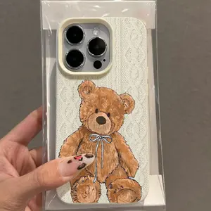 Teddy Bear Phone Case, Retro Plush Bear Pattern, Sweet and Cute Style Protective Case Suitable for Multiple iPhone Models, Popular Birthday Gift, Unisex Phone Case, Soft Material, Perfect for Gift Shoppers