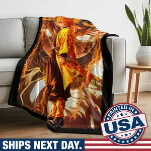 Zenitsu Agatsuma Demon Slaye Anime Lover Luxurious Fluffy Throw Blanket for Couch Super Soft Cozy Flannel Fleece Decorative Portable Cute Blanket for Sofa, Bed, Home Office | Perfect for Adult, Gift, Pet & Travel ZTK00085