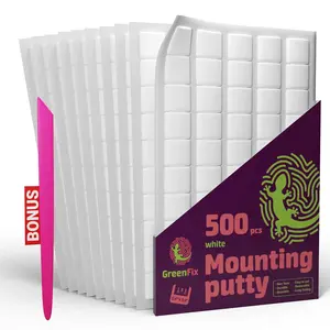 Sticky Mounting Putty 500PCs - White Sticky Tack for Wall Hanging - Removable Adhesive Mounting Putty Squares for Picture Hanging Crafts - Tacky Wall Adhesive