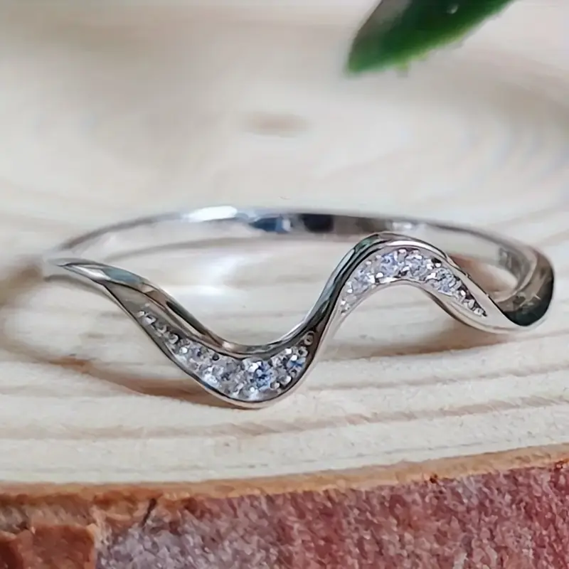Elegant Wave Promise Ring Simple Preppy Style Ring for Daily Wear, Gift & Thanksgiving – Ideal for Love, Friendship, Birthdays, Christmas & Anniversaries size  2  ring  finger bamboo  rings engagement women