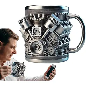 V8 Engine Stainless Steel Cup, Durable Racing Enthusiast Coffee Mug, Creative Car Fan Gift, Perfect for Race Fans and Automotive Lovers