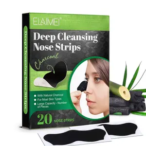 ELAIMEI Nose Strips, 20 strips per box, made with charcoal, feature a nose-shaped cutout design to absorb oil, remove impurities, and unclog pores. Suitable for most skin types and suitable for both men and women. Nasal Patch