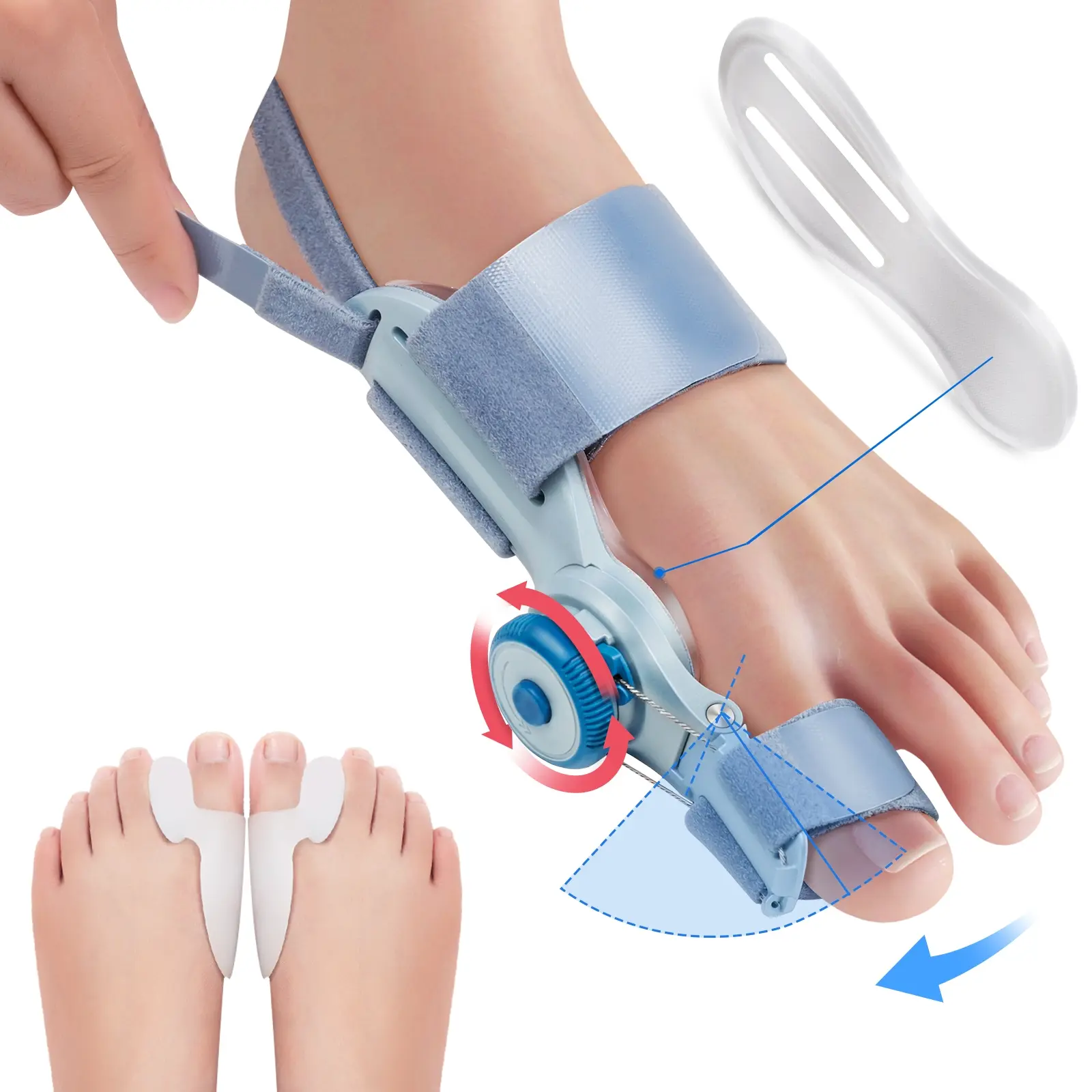 Adjustable Bunion Corrector with Knob, Big Toe Alignment Splint, Hallux Valgus Brace Support Tool for Women Men, Suitable for Left and Right Foot, Healthcare