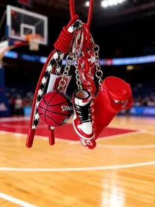 Basketball Theme Bag Charm, Sports Hanging Decor, Basketball Peripheral Accessory, Street Style, All Seasons, Plain Pattern, Bag Charm Keychain