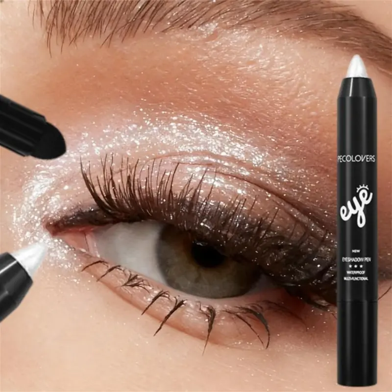 1PC Dual-Ended Eye Highlighter Pen | Pearl White Glitter Long-Lasting Eyeshadow for Eye Corner, Eyelid & Nose Contour, Waterproof High- & Easy to Blend - Ideal Gift for Girl