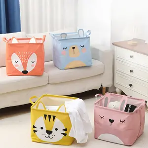 Foldable Kids Storage Bin for Clothes & Toys Cartoon Laundry Basket Yellow Tiger Design Easy Storage Fun Look