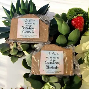 Five Scents Strawberry Shortcake Handmade Soap - Natural Olive Oil & Shea Butter Formula - Handcrafted Soap Bar