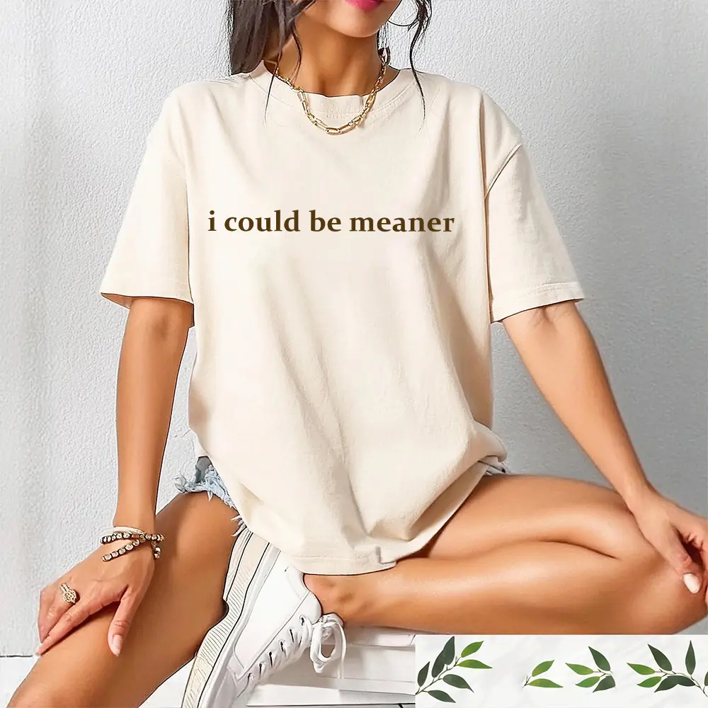 I Could Be Meaner T-Shirt, Funny Sarcastic Quote Crewneck, Trendy Humor Graphic Top for Women - HARSIN